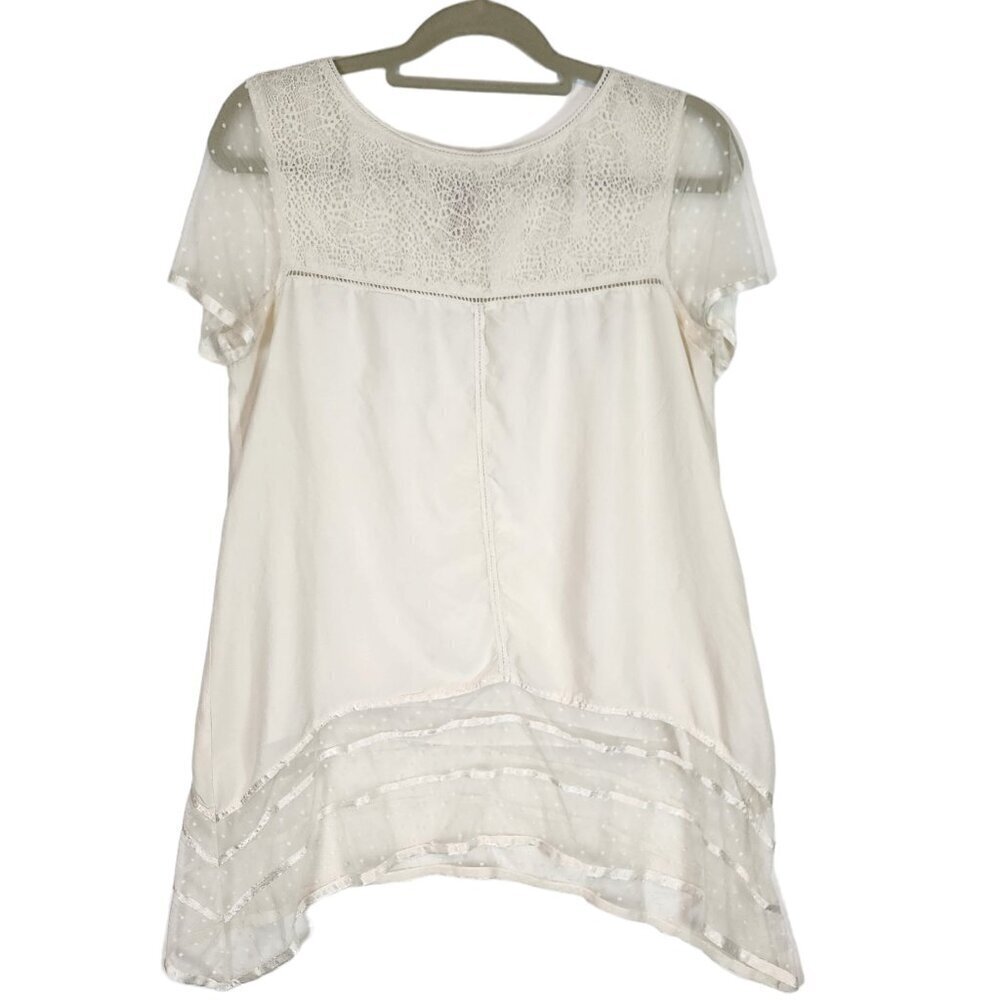 Sundance Silk Tunic Top Lace Delicate Bohemian Tunic Lightweight Polkadot Lace M